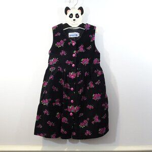 Michaela New England Common Sense Designs Black Pink Floral Dress 4 Corduroy